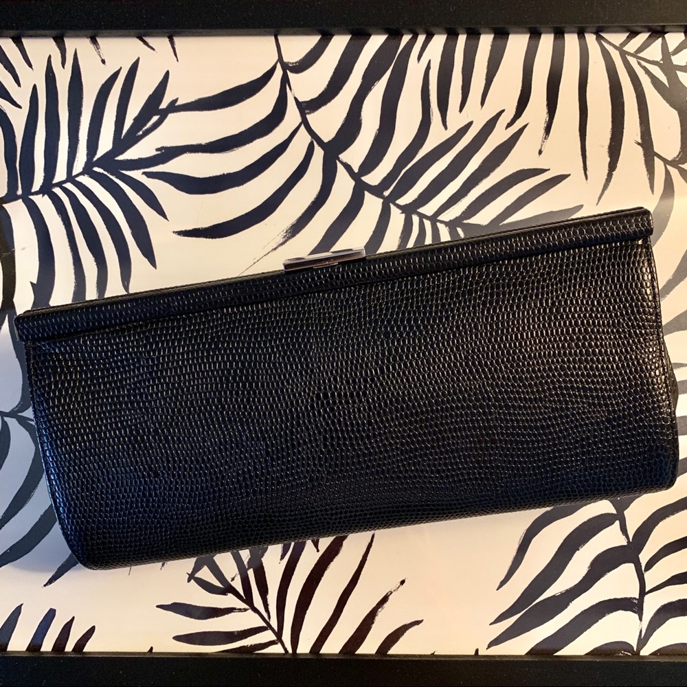 Banana Republic Black Leather Embossed Clutch